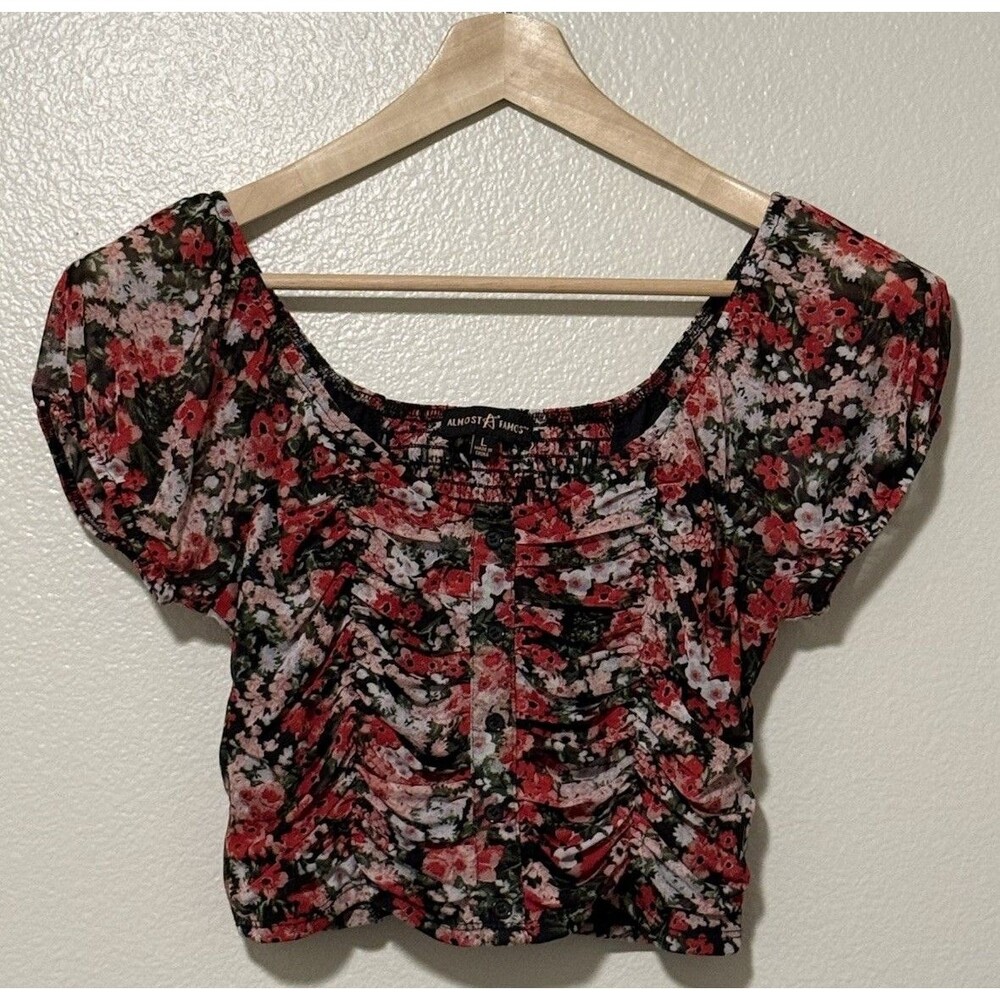 90’s Y2K Almost Famous Milkmaid Top Ruched Coquette Fairy Smocked Sz Large Black
